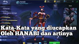 Kata-kata yang diucapkan oleh HANABI dan Artinya