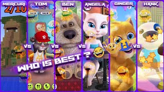 Minecraft Vs Tom Vs Ben Vs Angela Vs Ginger Vs Hank Who Is Best ? 🤣 👌 || Tom The Singer