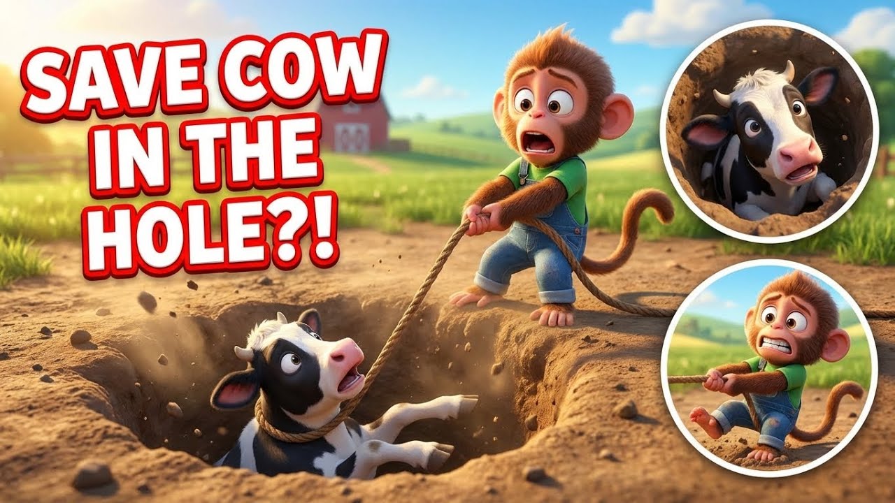 SAVE COW IN THE HOLE?! 🐄🐵 Crazy Monkey Farm Rescue
