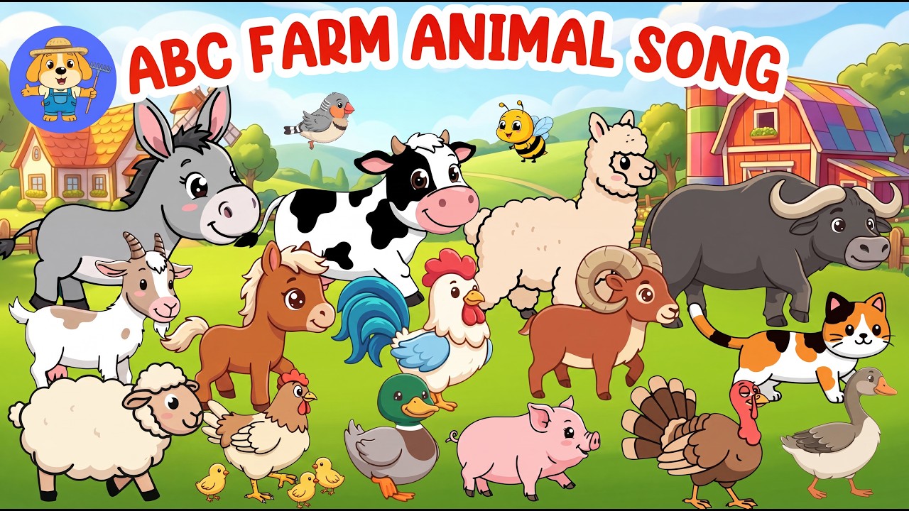 ABC Farm Animal Sounds Song 🐮🐷 | Learn ABC with Names & Sounds Farm ...