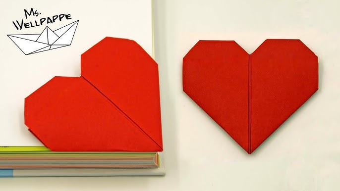 Valentine's Day Craft - DIY Heart Bookmark with Post-it(R) Notes, How to  Fold Paper Origami Heart 