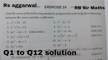 rs aggarwal class 10 exercise 2a question 1 to question 12!#Rbsirmaths!