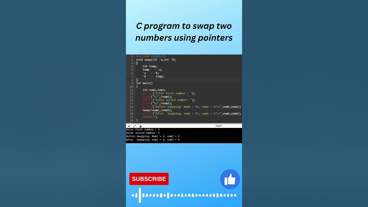 C program to swap two numbers using pointers // Pointers in C - YouTube