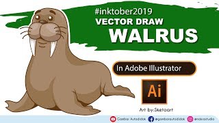 VECTOR DRAWING WALRUS CARTOON IN ADOBE ILLUSTRATOR