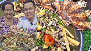 แกงหน่อไม้ไร่ใส่นางต่อแซ่บมันดีกินกับปลาแห้งทอดกรอบ