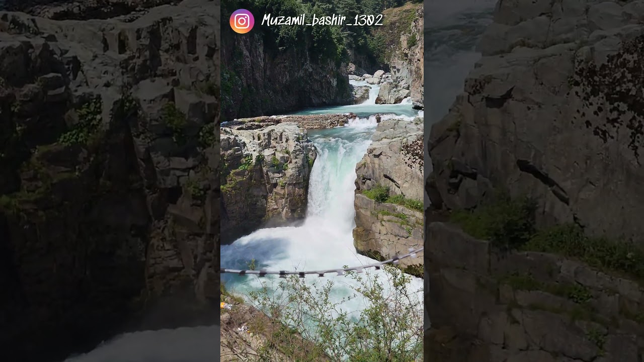 Aharbal Waterfall.It is also known as “Niagara Falls of Kashmir”, 