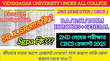 Vidyasagar University 2nd semester result check 2025 | What is SS SQ X? Sgpa? What is review??