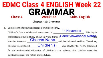 EDMC Class 4 English Week 22 Grammar @KNOWLEDGEKINGDOMsolution  MCD Worksheet Solution Kaksha 4 English