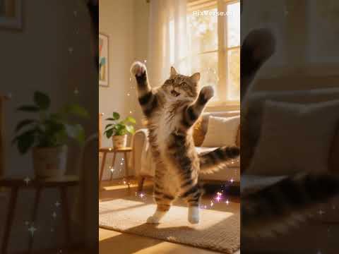Adorable fluffy cat dancing❤️ #letsdance #youtubeshorts