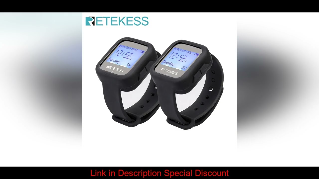 Retekess TD106 2pcs Waterproof Wireless Watch Receiver Restaurant Pager Waiter Call 433MHz For Hook