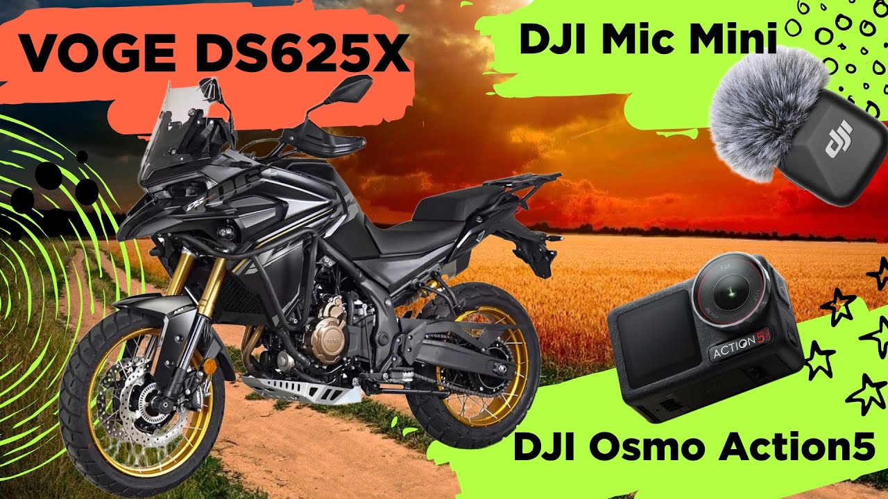 Мотоцикл Voge ds625x DJI Экшн-камера Osmo Action 5 микрофон DJI Mic Mini