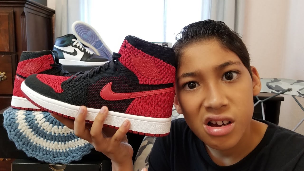 jordan 1 flyknit bred on feet