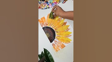 Easy painting with leaf 🌻🍃 #shorts #art