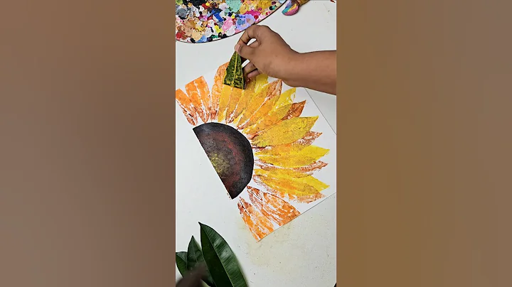 Easy painting with leaf 🌻🍃 #shorts #art thumbnail