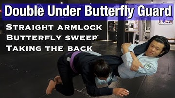 Double Under Butterfly Guard: Straight Armlock, Sweep & Taking the Back | Double UnderHook