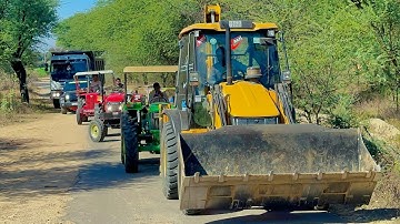 Jcb 3dx Backhoe Machine Mahindra Swaraj New Eicher Sonalika Tractor over Loading Trolley 4×4 T video