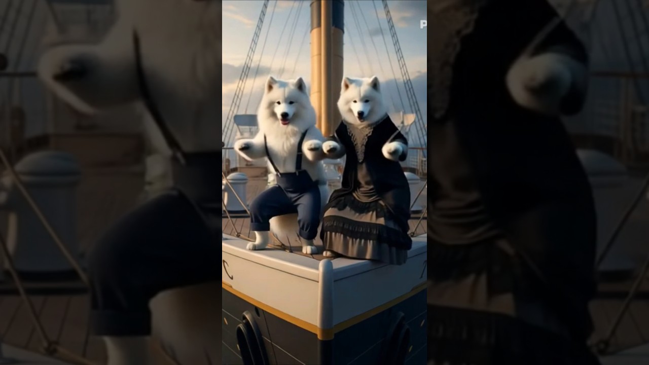 Stefek FunClun,Irish dance of Samoyed dogs on the Titanic,#irishmusic,#samoyed,#animals