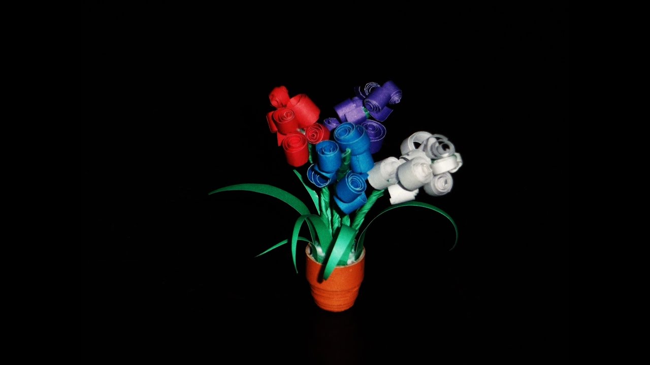 Quilling Miniature Flower Pot in 3D - DIY