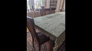 Sage Green Boho Crochet Tablecloth Rectangle 60 x 84 Inch