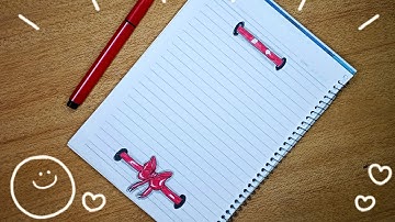 كيفية تزيين الدفاتر المدرسية للبنات من الداخل على شكل فيونكة رسم سهل  notebook border design