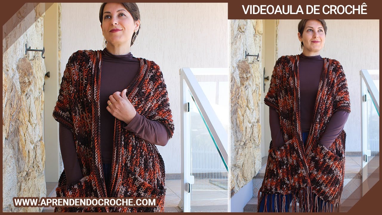 Cachecol com Bolso em Crochê Passo a Passo