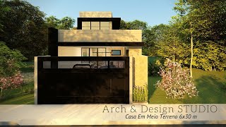 Casa Moderna Em Meio Terreno - 6 x 30m | PE DIREITO DUPLO