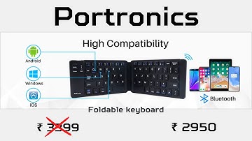 Portronics Chicklet POR-973 Foldable QWERTY Keyboard, Mini Pocket Sized, Rechargeable, 140 hours,