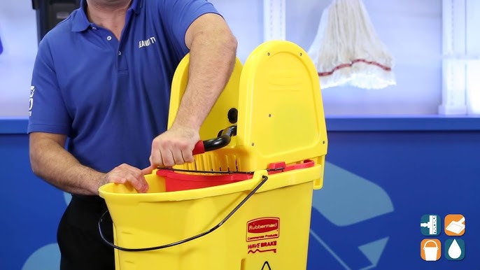 Lavex Wet Mop Kit with 35 Qt. Yellow Mop Bucket, Wet Floor Sign