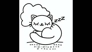 Cat Coloring Page - Sleepy cat