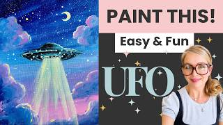 How to Paint a Glowing UFO Sky 🛸🌌 | Easy 30-Minute Acrylic Tutorial