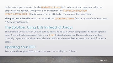 How to Set a Default Value for Optional Array in .NET Core Web API