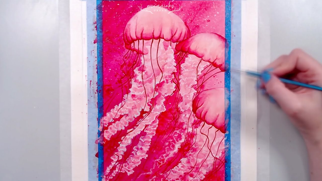 Jellyfish Watercolor Painting | Using Masking Fluid