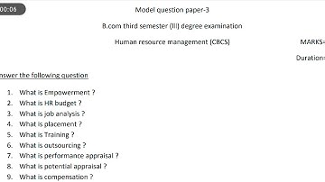Human resource management b.com 3rd third sem question paper 2019