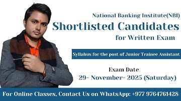 Syllabus for the post of Junior  Trainee Assistant, A Class Commercial Bank Exam Preparation Class