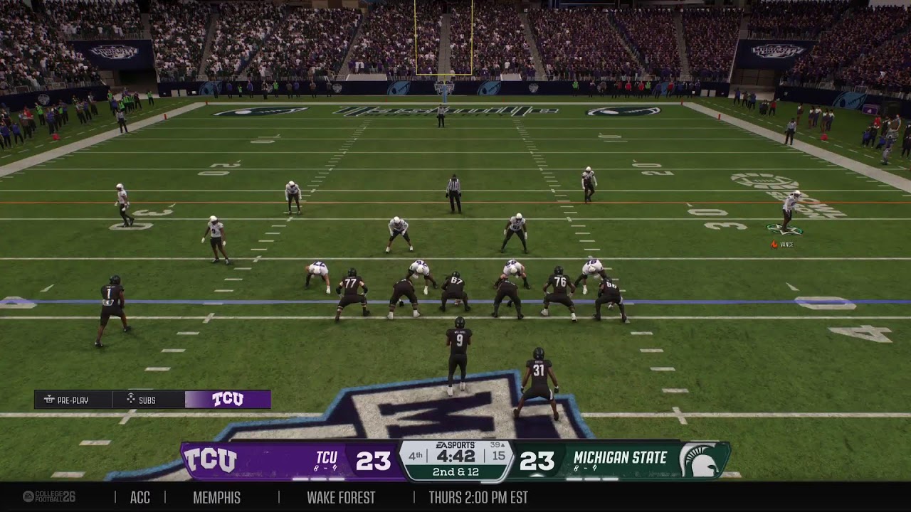 EA College Football 26 Sooner Magic Dynasty 2029 Music City Bowl TCU @ Michigan State