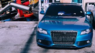 INSTALLING CTS TURBO CATLESS DOWN PIPE IN AUDI A4 WICKED WITH CRACKLES AND POP💥💥