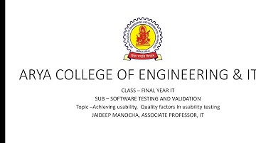 QUALITY FACTORS FOR USABILITY, JAIDEEP MANOCHA, ACEIT, JAIPUR