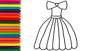 How to draw and color easy a cute dress 👗🌈 Drawing for kids 👗Art painting ideas for children 🌈💃 #004