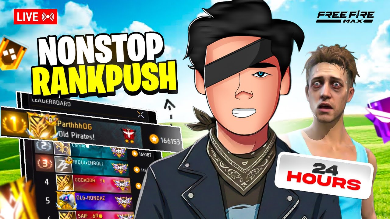 NONSTOP RANK PUSH LIVE 😈 GRANDMASTER LOBBY 💀 | FREE FIRE LIVE | PARTHHHOG