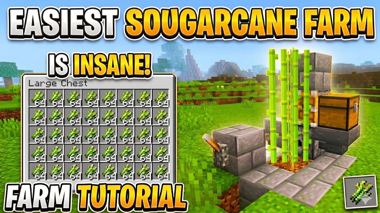 NEW Automatic Sugarcane Farm in Minecraft Bedrock 26.10 Tutorial! 😱 ...