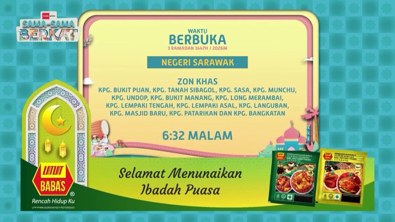 Waktu Berbuka Puasa 1447H || Media Prima
