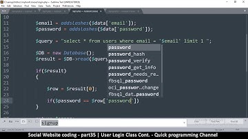 Social Website from scratch - Part 35 - User login Class continued | OOP PHP with MYSQL Database