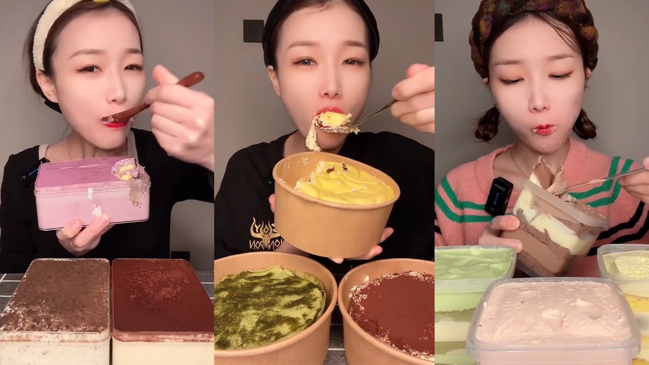 ASMR MUKBANG - MUKBANG SOUND - MILLE CREPE BOX, CREAMY BOX,...