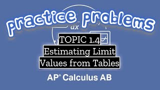 AP Calculus AB TOPIC 1.4 Estimating Limit Values from Tables