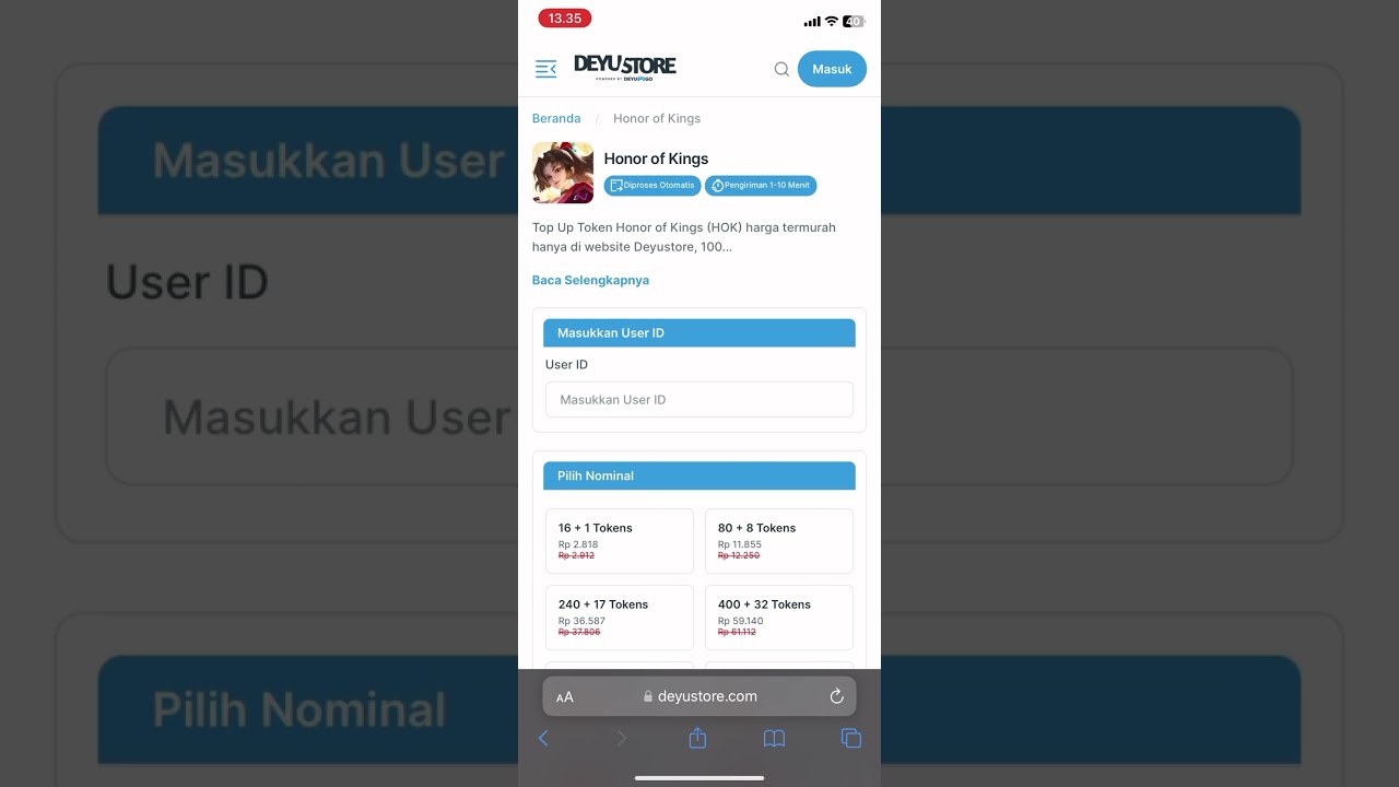 Top Up Honor of Kings Termurah - Tempat Beli Token HOK Aman dan Terpercaya 