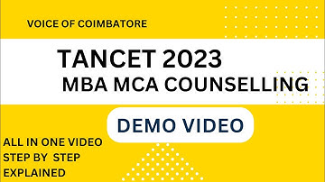 TANCET 2023 | MBA MCA COUNSELLING 2023  |DEMO VIDEO STEP BY STEP EXPLAINED #tancet2023  #mba #mca