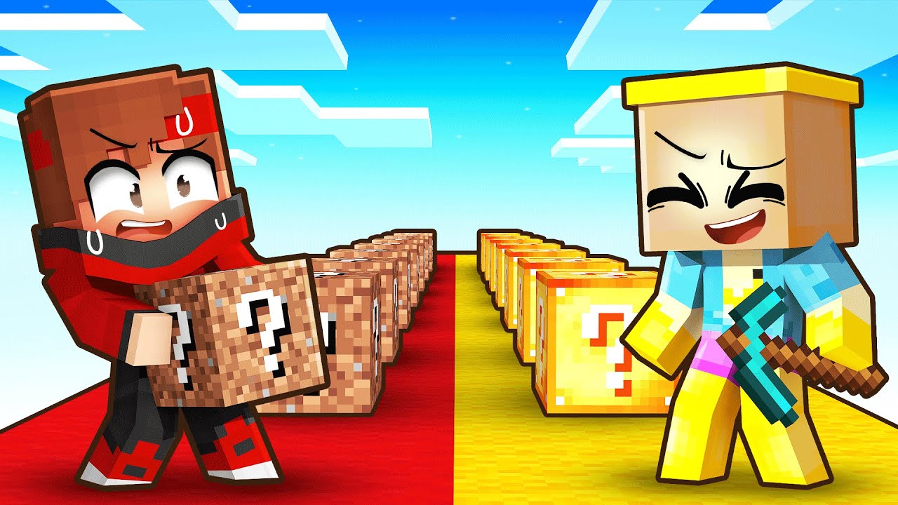 NOOB vs PRO Lucky Block BATTLE sur Minecraft !