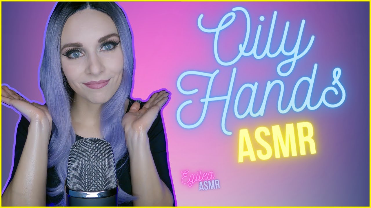 ASMR Oily hands massage, repetitive hand movements, nails, smiles and eye contact. (No talking)