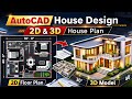 AutoCAD House Design Tutorial || AutoCAD 2D house plan tutorial || AutoCAD Tutorials for Beginners 