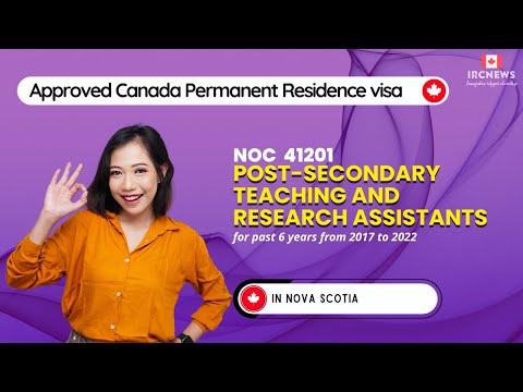 Approved Canada PR visa NOC 41201 Post-secondary teaching and research assistants in Nova Scotia